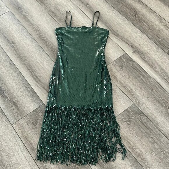 SHEIN green sequin tassle dress Medium - Picture 7 of 7
